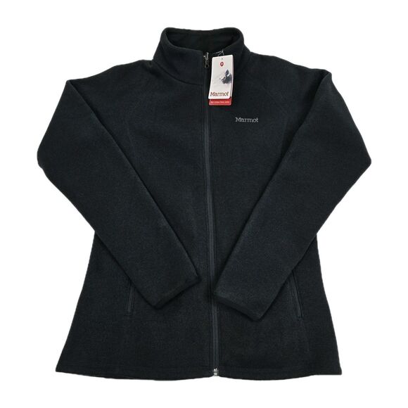 Marmot Jacket Womens Large Black Ordesa Fleece Full Zip Polartec Thermal Pro New - Picture 1 of 16